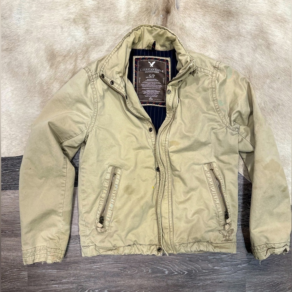 American Eagle Work Jacket Small Lined Shop Chore Vintage Detroit Chore Distress